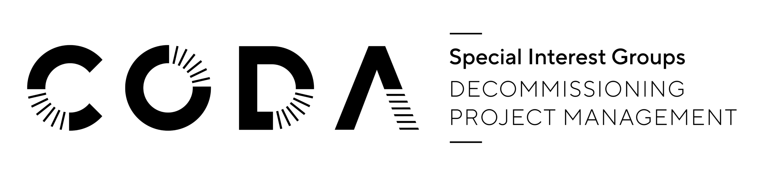 Decommissioning Project Management logo, horizontal mono