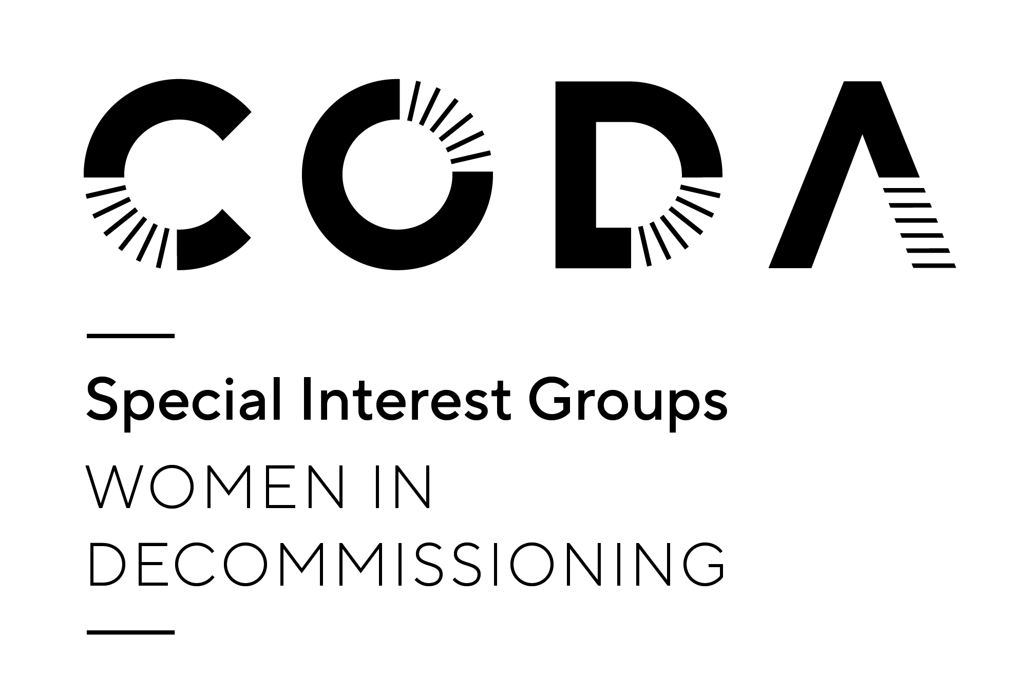 Women in Decommissioning logo, stacked mono